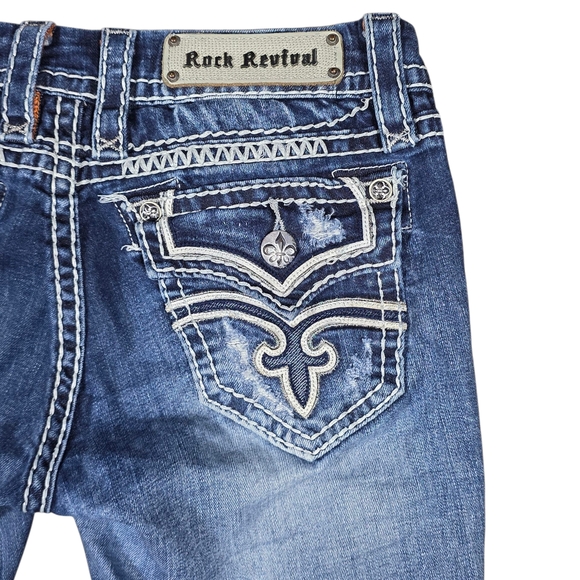 Rock Revival Essie Capri Distressed Blue Jeans Size 28 - Picture 7 of 8